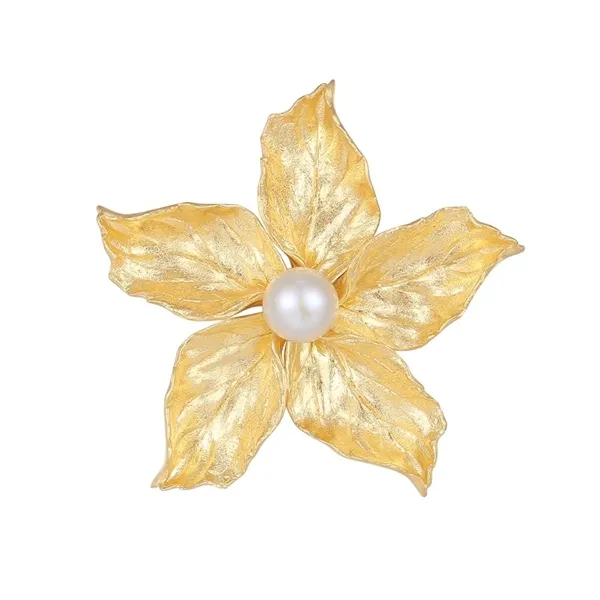 Broche i Forgyldt Sølv med Blomst