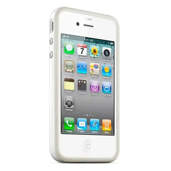 iPhone 4/4S hård gummi bumper. Hvid.