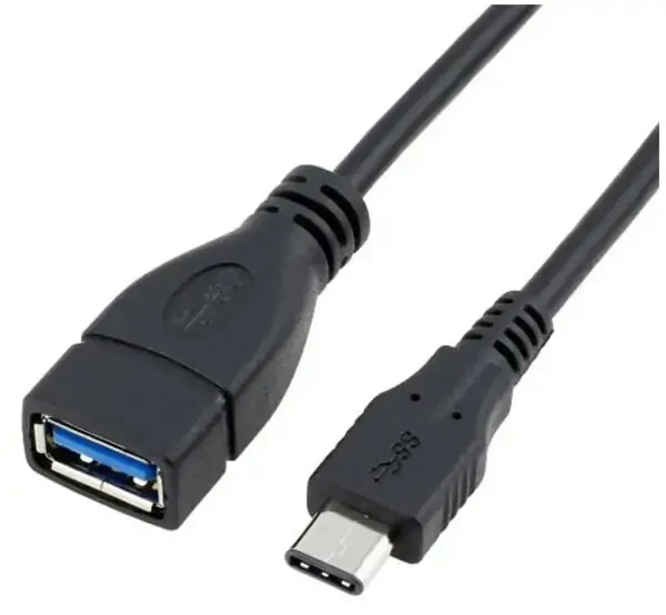 USB-C 3.1 Han til USB-A 3.0 Hun kabel. 1m. Sort.