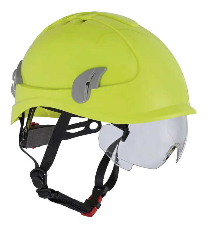 Sikkerhedshjelm Alpinworker ventileret med brille, Hi-viz Gul