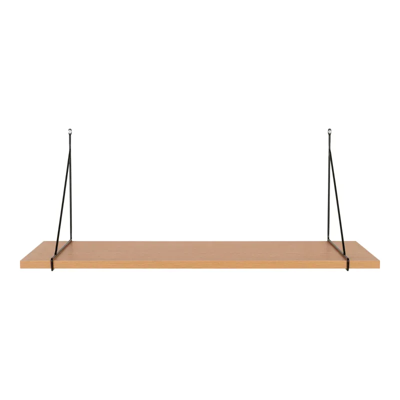 HOUSE NORDIC Chiba væghylde, rektangulær - natur melamin og sort stål (B: 80cm)