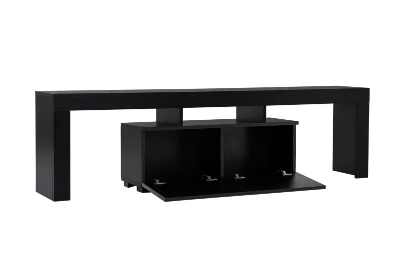 NORDVÄRK Enclave TV-bord, m. 2 låger og 3 åbne rum - sort træ melamin (180x31,3)