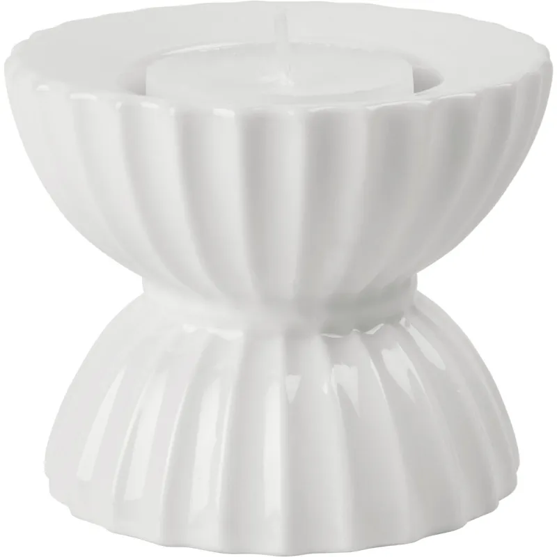 Lyngby porcelæn Tura lysestage til fyrfadslys Ø8 cm, hvid