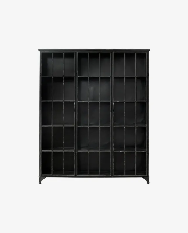 Nordal - DOWNTOWN skab, 3 låger  -  sort  -  B150 × D38 × H180 cm
