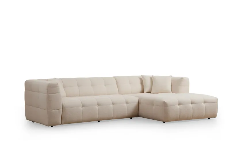 NORDVÄRK Cady 3 pers. hjørnesofa, højre - beige polyester