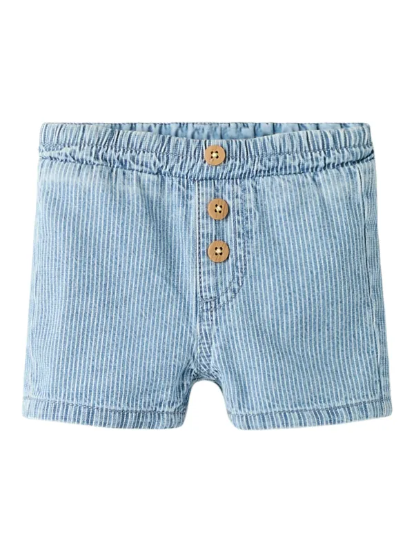 Name It Ryan - Stripe Denim Shorts - Light Blue Denim - 62 cm