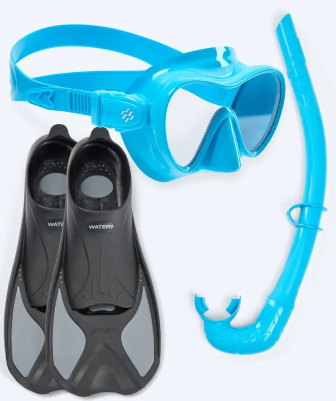 Watery snorkelsæt til børn - Pike/Cliff - Lyseblå - Snorkelsæt til børn (4-16 år)