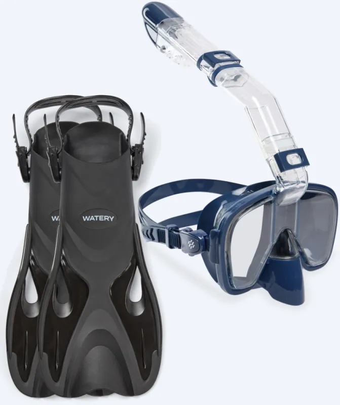 Watery snorkelsæt til børn - Fisher/Pearl - Mørkeblå - Snorkelsæt til børn (4-16 år)