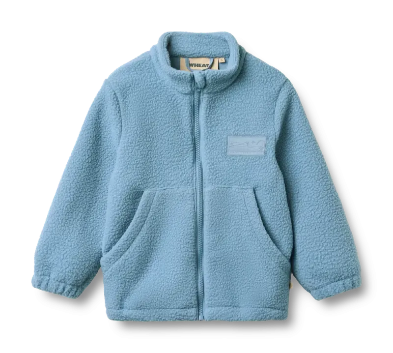Wheat Helge Fleece Jakke - Faded Denim - 98