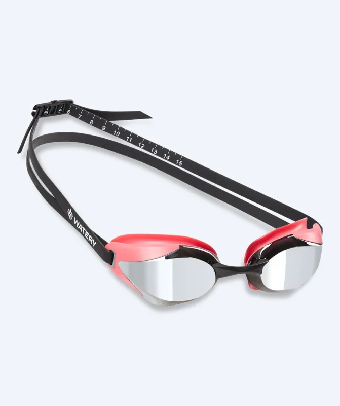 Watery Elite svømmebriller - Poseidon Ultra Mirror - Pink/sølv - Konkurrence / trænings svømmebriller