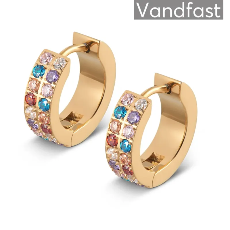 ANNEBRAUNER Creole Double Line Multicolor Øreringe 18K Guldbelagt