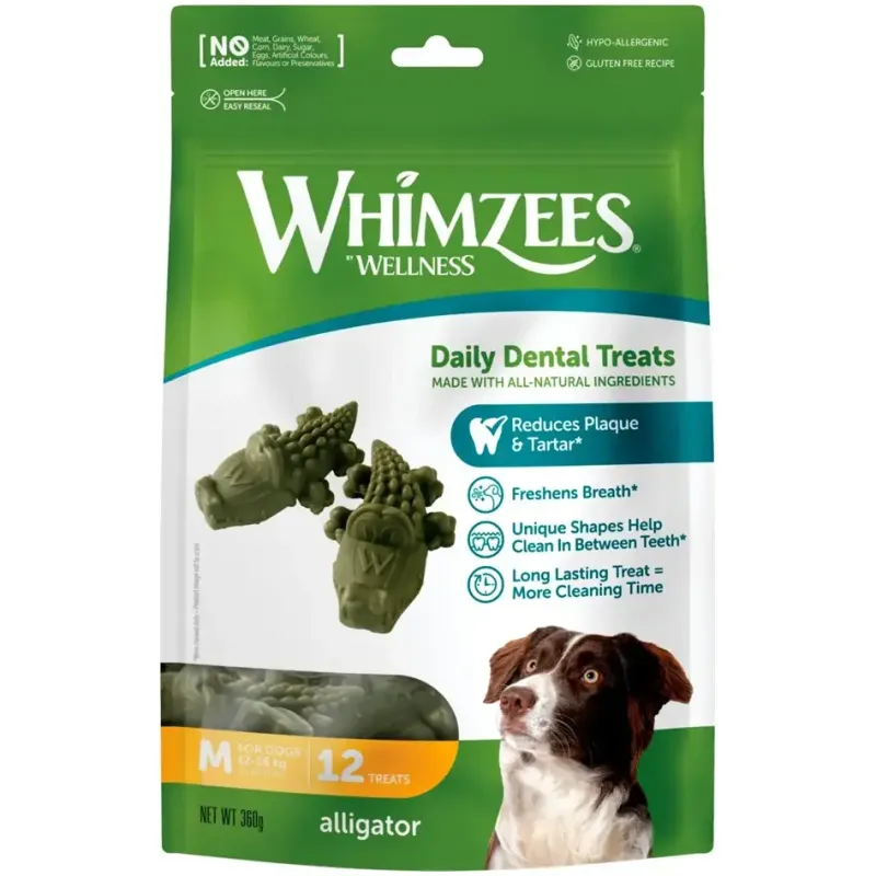 Whimzees Alligator M, 12 stk, 360g