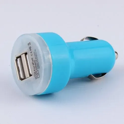 Dual USB Billader 2.1A til iPhone, iPad & Android  -  Blå