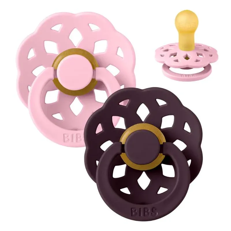 BIBS Rund Boheme Sut - 2-Pak - Str. 1 - Naturgummi - Baby Pink/Plum