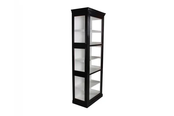 Fur Vitrineskab - 212x84x44 cm Sort/Hvid