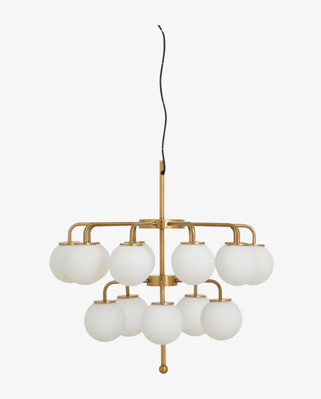 Nordal - PALMA lysekrone  -  messing/hvid  -  Ø74 × H68 cm