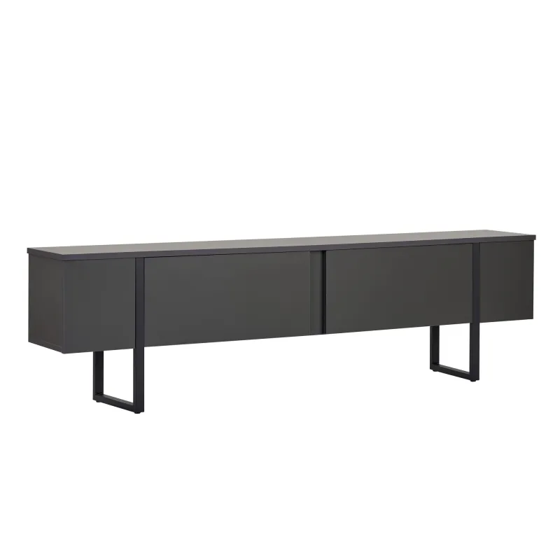 FUNZI LIVING Onera TV-bord, m. 2 låger - antracitgrå melamin og sort (180x30)