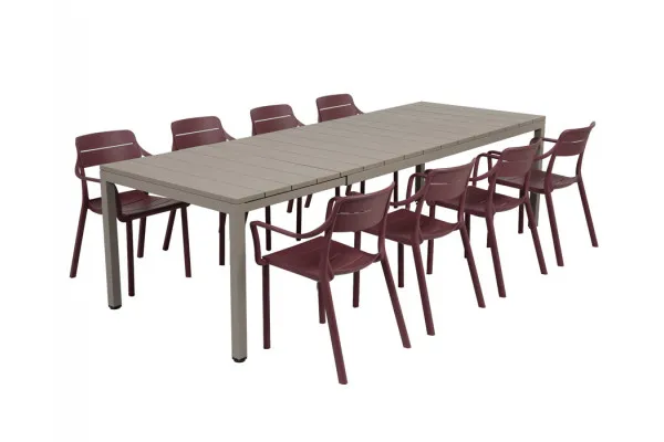 Nardi Rio Cassia Havemøbelsæt 210-280cm - Latte/Borgogna