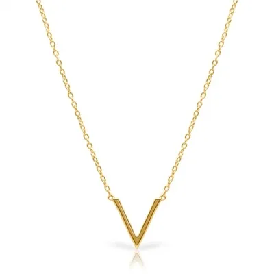 Collier i forgyldt Sølv med V som vedhæng - 40 og 43 cm