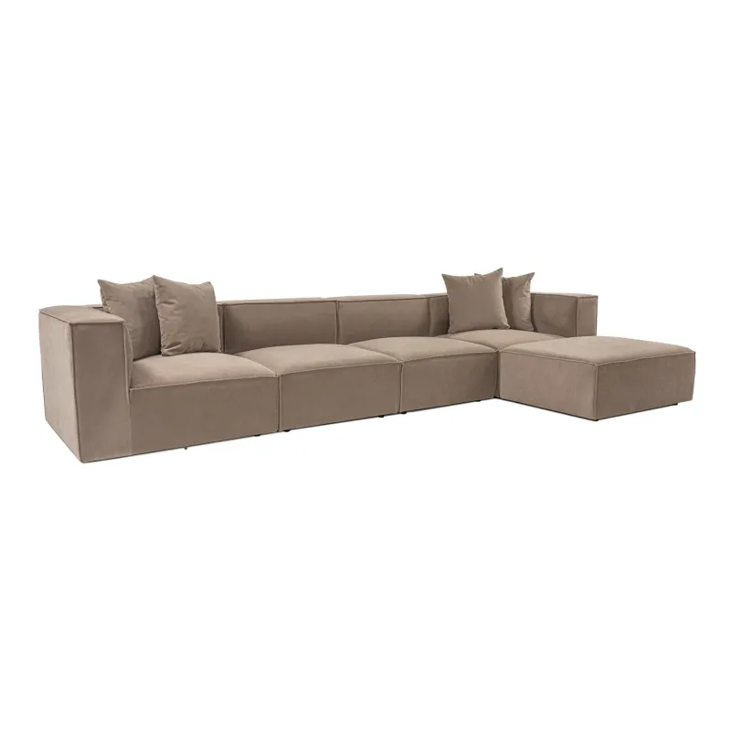 NORDVÄRK Sora (L1-O1-O1-1R-POUFFE ) hjørnesofa - cappuccino stof