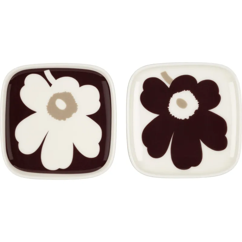 Marimekko Oiva Unikko tallerken, 10x10 cm, 2-pack