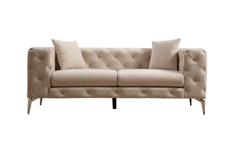 NORDVÄRK Como 2 pers. sofa - ecru polyester stof og forkromet metal