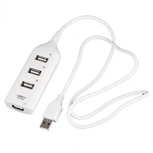 4-Ports (3+1) USB 2.0 Hi-Speed Hub. Hvid.
