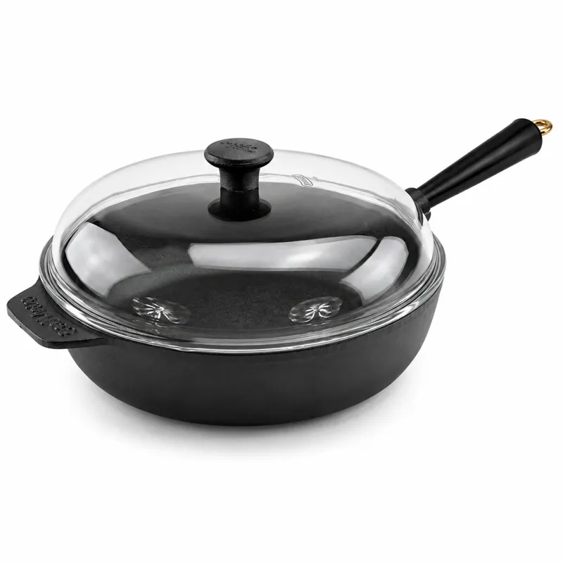 Carl victor Gold traktørpande med glaslåg 28 cm, støbejern