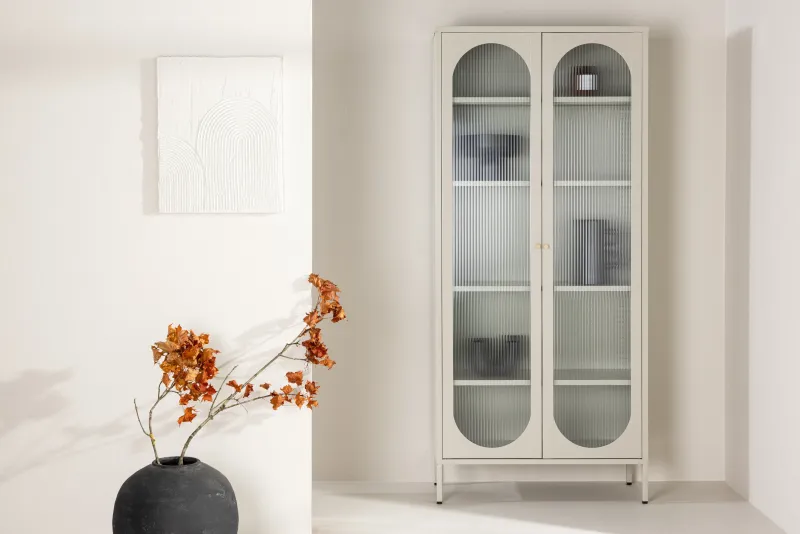 Venture Home - Lima vitrineskab, Beige, 80x180cm