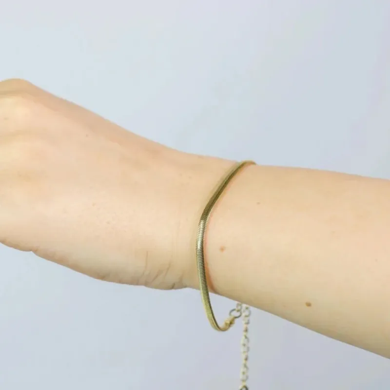 Muun Studios Buet Snakechain Armbånd 18k Guldbelagt 3MM A035 - Guld