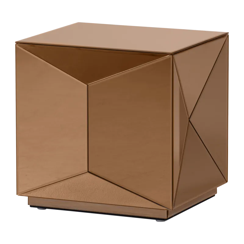 WOOOD Glintz sidebord, kvadratisk - brun spejlglas (40x40)