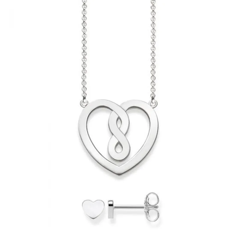 Thomas Sabo smykkesæt Infinily Heart med sølv halskæde + øreringe