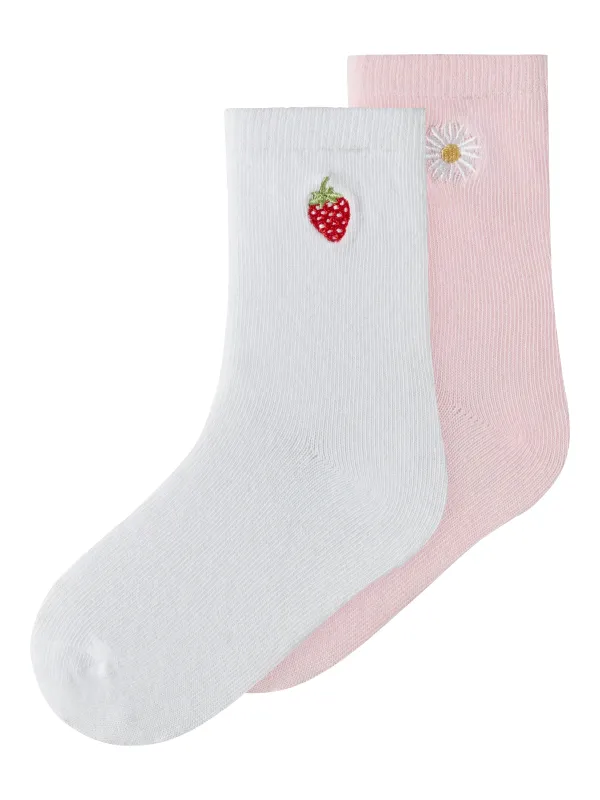 Name It Juliso - 2 pack strømper - Cradle Pink/Bright White - 22/24 cm