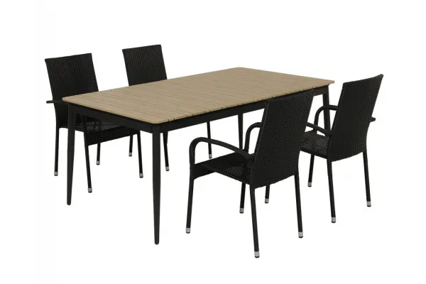 Malmø Geneve Havemøbelsæt - 100x180/235 cm - Mørkegrå