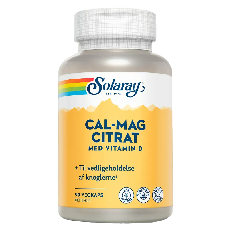 Solaray Cal-Mag Citrat med D-vitamin (90 kapsler)