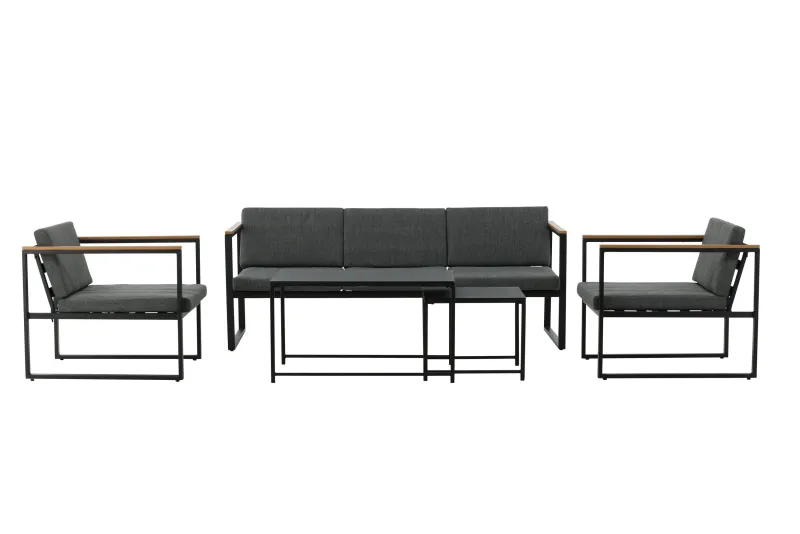 Venture Home - Dakar loungesæt, sort/grå, 5 pers.