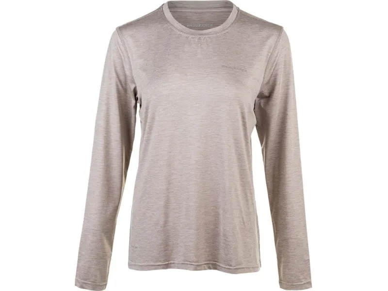 Endurance Maje Melange - T-shirt m. lange ærmer - Dame - Warm Taupe -  Str. 4
