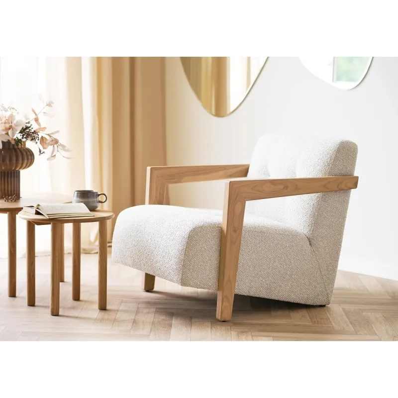 House Nordic  -  Caracas Loungestol med Armlæn, Egetræ, Beige