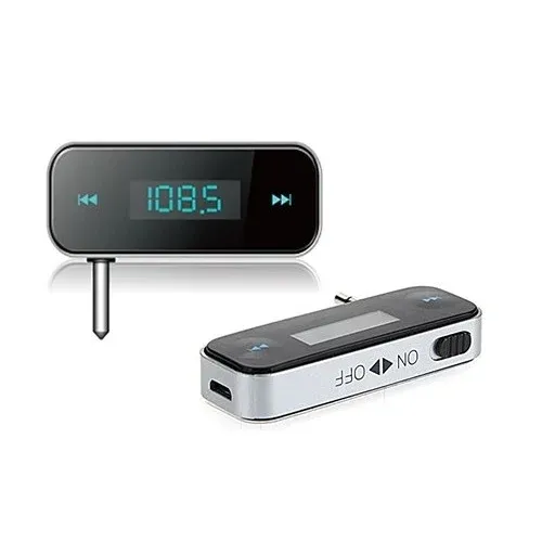 FM Transmitter med Handsfree 3,5 mm Jack og LCD  -  Sort