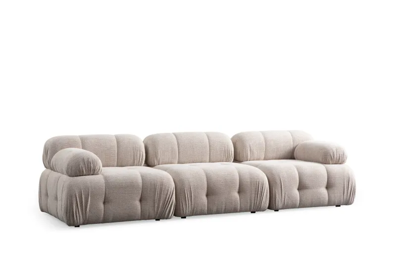 NORDVÄRK Petite 3 3 pers. sofa - creme polyester og sort plastik