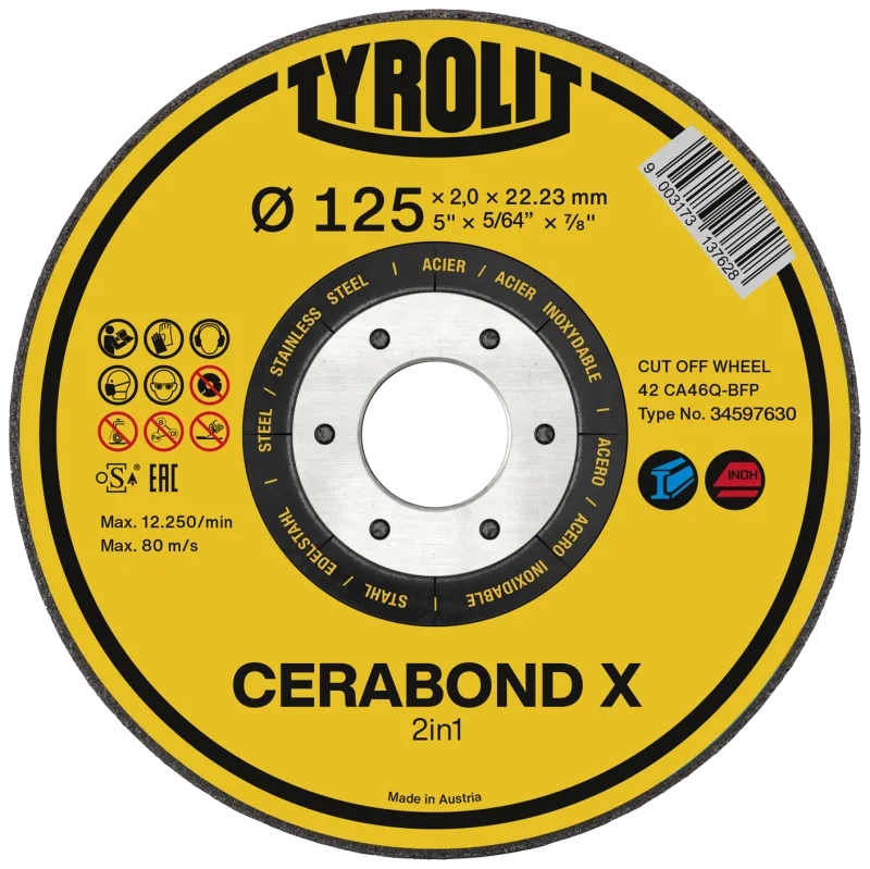 Skæreskive Cerabond X Premium ø125×2 CA30Q-BFP