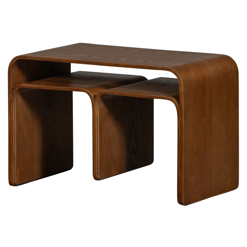 WOOOD Frey sidebord, m. 2 hylder - valnøddefarvet krydsfinér (60x32)