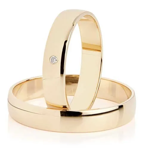 BARTOLI Classic vielsesringe i Guld med Diamant 0,01 ct - 4 mm
