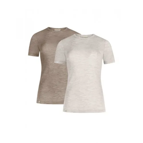 Kortærmet T-shirt Til Dame I 100% Merino Uld, 2-pak Beige/nature Melange Xs