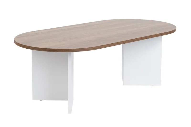 NORDVÄRK Sable sofabord, oval - valnødfarvet og hvid melamin (119x60)