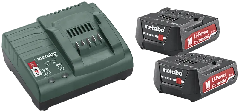 Batterisæt med 2×12V/2,0Ah Li-Power + lader SC 30