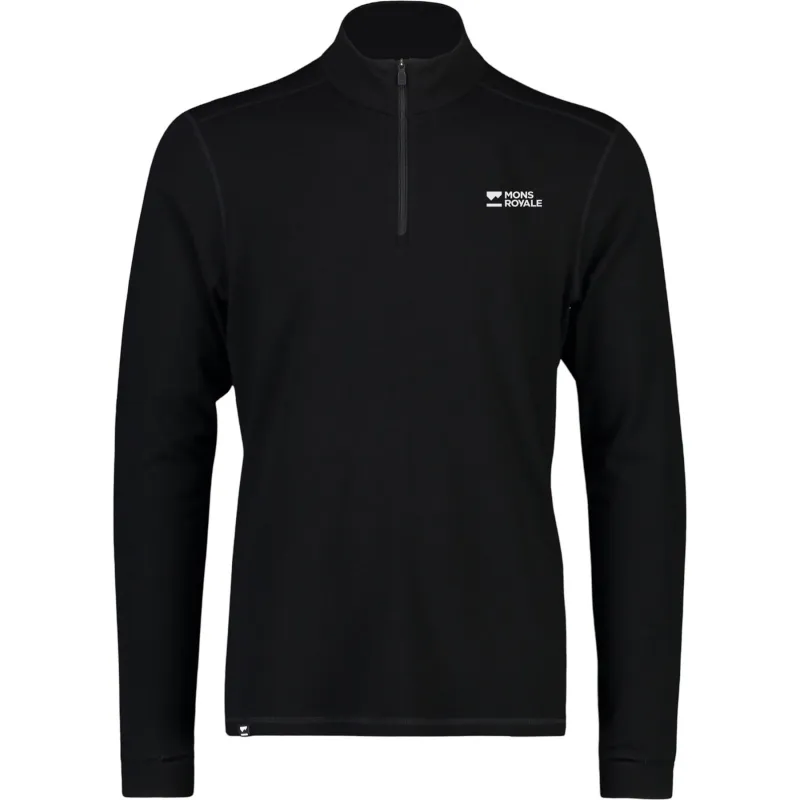 Mons Royale Cascade Merino Base Layer 1/4 Zip, skiundertrøje, herre, sort
