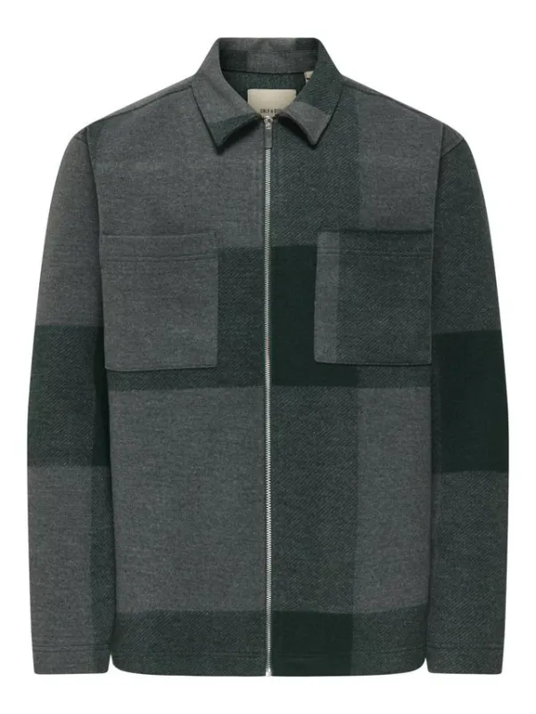 ONSWAKE CHECKED ZIP OVERSHIRT