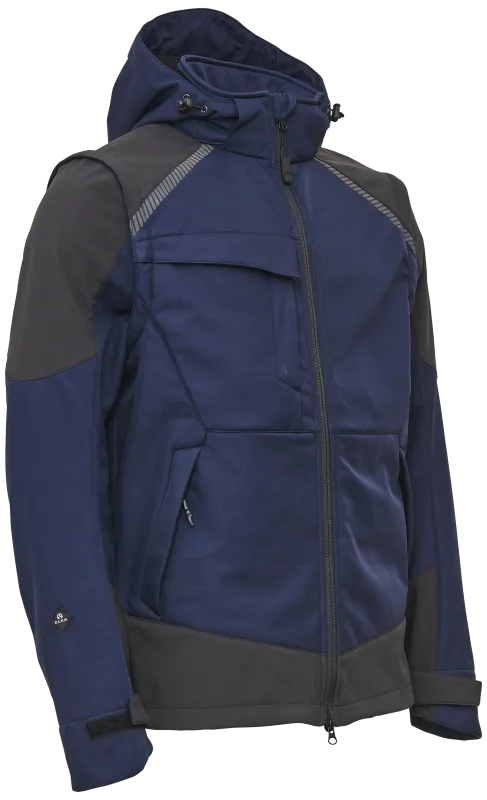 Softshelljakke m/aft. ærmer 117300 navy Str./sort Str. 4XL
