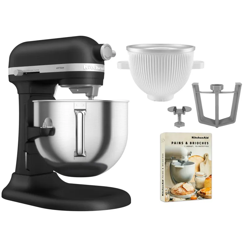 Kitchenaid Artisan 5KSM70SHXE køkkenmaskine 6,6 liter + 5KSMICM Ice Cream Maker, imperial black